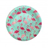 Prato de Papel Flamingo Fundo Tiffany 19cm