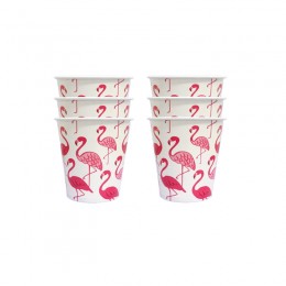 Copos de Papel Flamingo Fundo Branco 08 Unidades