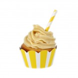 Wrappers para Cupcake Listrados Amarelo 12 Uni