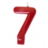 Vela Número 7 Vermelha Glitter 8cm