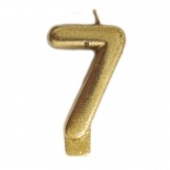 Vela Número 7 Dourada Glitter 8cm