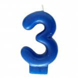 Vela Número 3 Azul 8cm