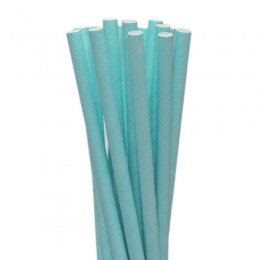 Canudos de Papel Liso Azul Tiffany 20 Uni