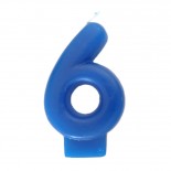 Vela Número 6 Azul 8cm