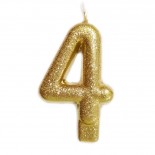 Vela Número 4 Dourada Glitter 8cm