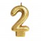 Vela Número 2 Dourada Glitter 8cm