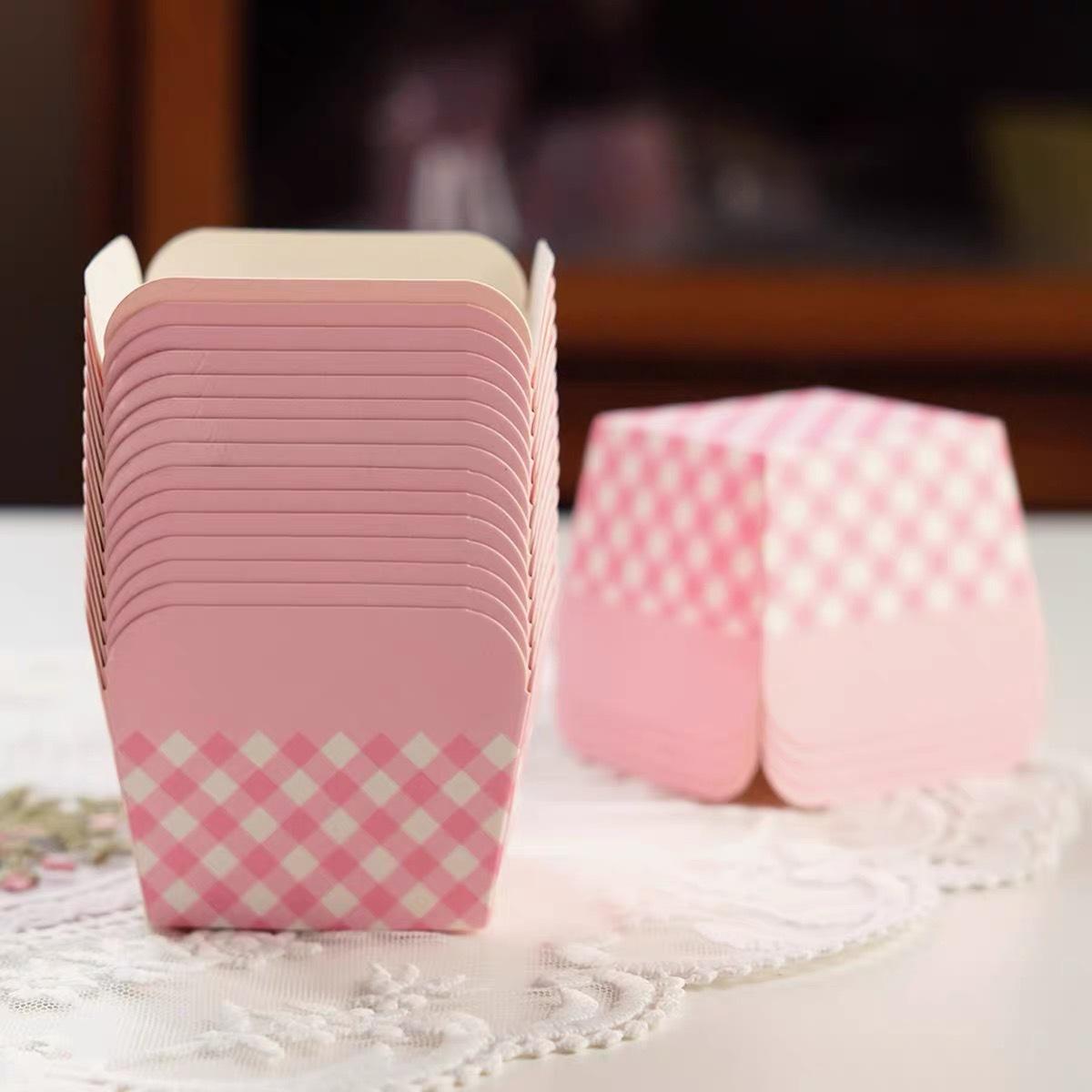 Forminhas para Cupcake Quadradas Xadrez Rosa SAQUINHOS
